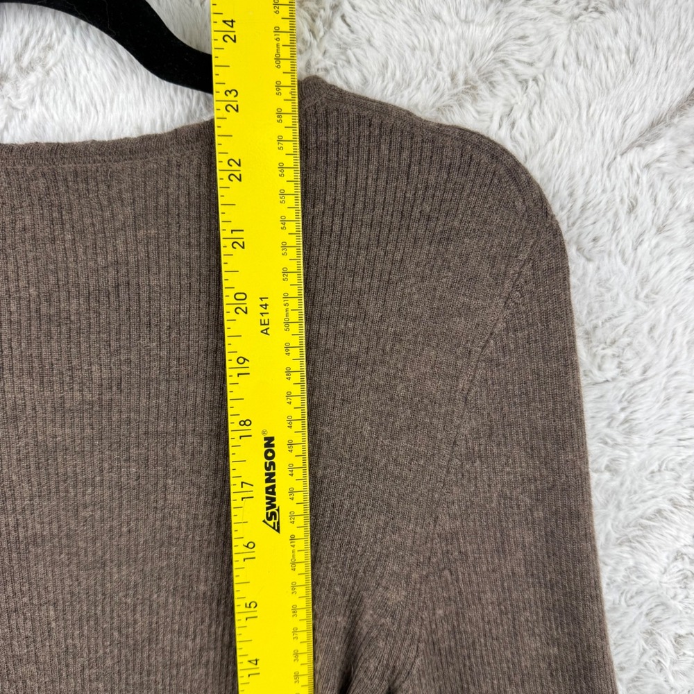 Quince Sweater Womens Small Brown Featherweight Cashmere Ribbed Crewneck Soft - Picture 12 of 14